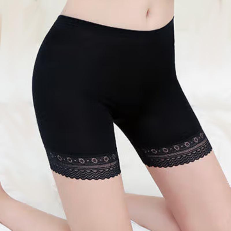 

Женские бесшовные кружевные защитные шорты от просвечивания, летние длиной три четверти с нескручивающимся краем. One Size M [100-150 lbs]