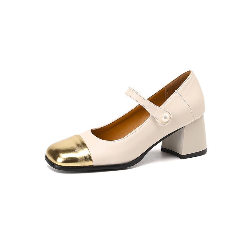 Женские туфли-лодочки на блочном каблуке повседневные разноцветные женские из искусственной кожи весна-лето на липучке туфли Мэри Джейн женские размеры 33-46 6 5693₽