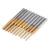 10pcs Titanium Coat Tungsten Carbide 1.5mm 3.175mm End Mill Engraving Bits CNC Rotary Burrs Set