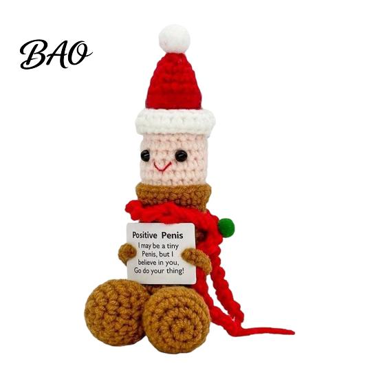 Novelty Crochet Decoration Handmade Ornament, Funny Positive Desk Buddy, Cute Ornament Figurine, Emotional Support Keepsake Gift for Friends Coworkers