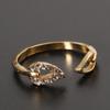 Fashion Women's Adjustable Rhinestones Leaves Opening Cuff Ring Jewelry Gift