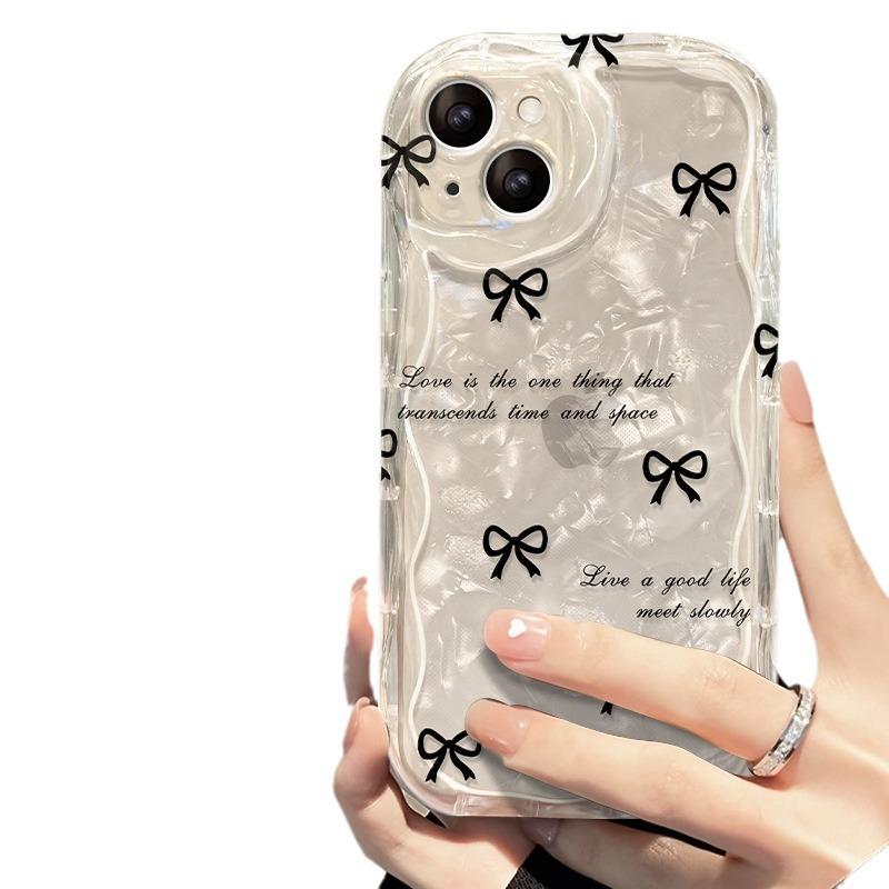 

Подходит для Apple 15 Чехол для мобильного телефона iPhone14/13/12/11 Черный бант Цепочка Xs/xr Прозрачный силиконовый 6s iPhone 6s Plus