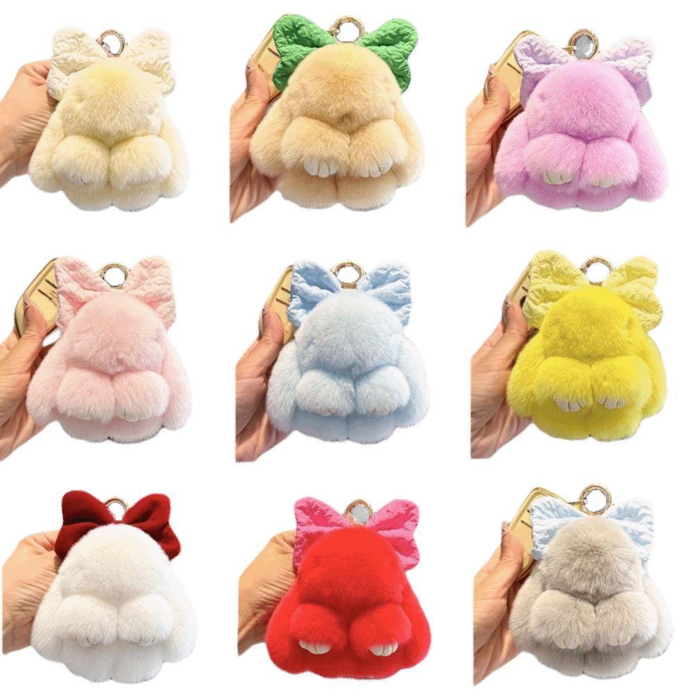 Soft Fluffy Faux Rabbit Fur Keychain Hanging Ornaments Bag Charms Backpack Pendant