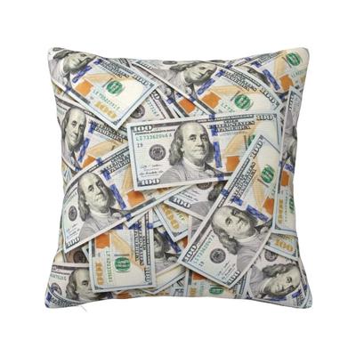 Funda de Cojín Decorativa con Estampado de Dinero en Efectivo Impresión 3D Billete de Dólar Sofá Silla Cubierta de Cojín Poliéster Acogedora Funda de Almohada Dakimakura