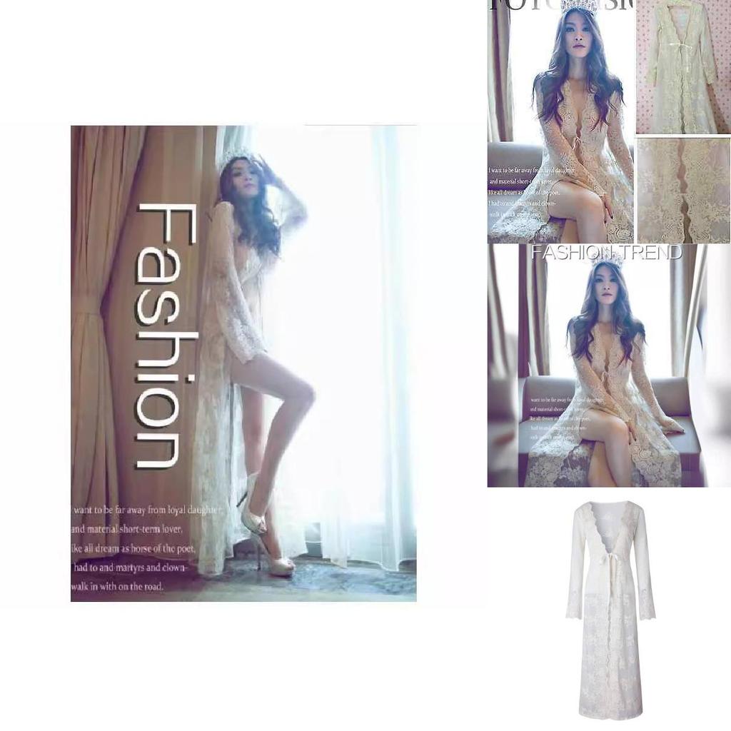 Long Dress With Lace Embroidery For Beach Vacation And Casual Wear