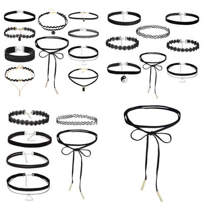 Gargantilla con lazo de encaje gótico Vintage, collares con colgante de piedra, cadena para mujer, regalos elegantes de joyería para fiesta