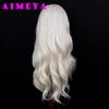 AIMEYA Platinum Lace Wig 13x4 Natural Hairline Blonde Synthetic Lace Front Wig for Women Long Natural Wave Daily Use Cosplay Wig