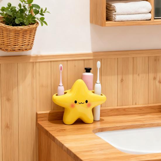 1/2Pcs Electric Toothbrush Holder with Anti-Slip Design Cartoon Star Shape Stable Placement Toothbrush Organizer Bathroom Accessory