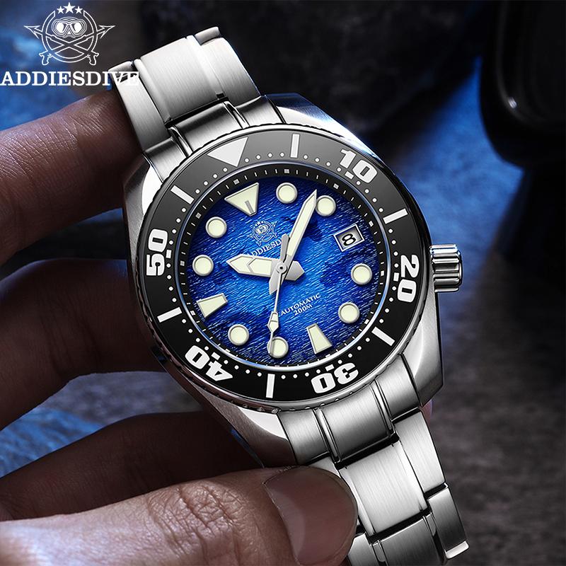 ADDIESDIVE Fashion Automatic Mechanical Watches For Men Stainless Steel Wristwatch Waterproof 20Bar Luminous Man Luxurious Watch