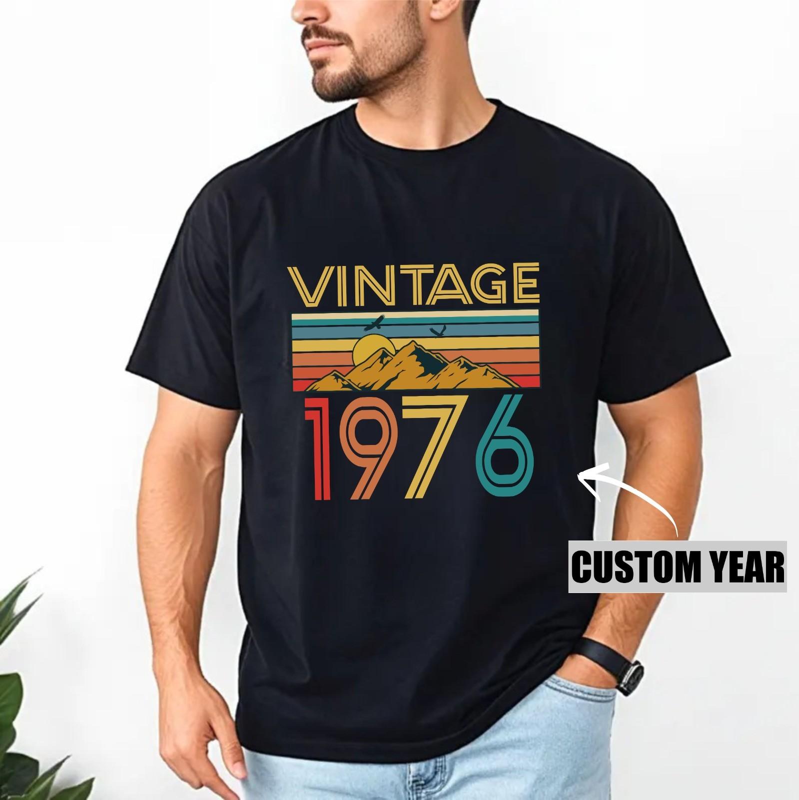 Personalised Vintage Year T-Shirt Retro Custom Birth Year Birthday Gift Tee Top L