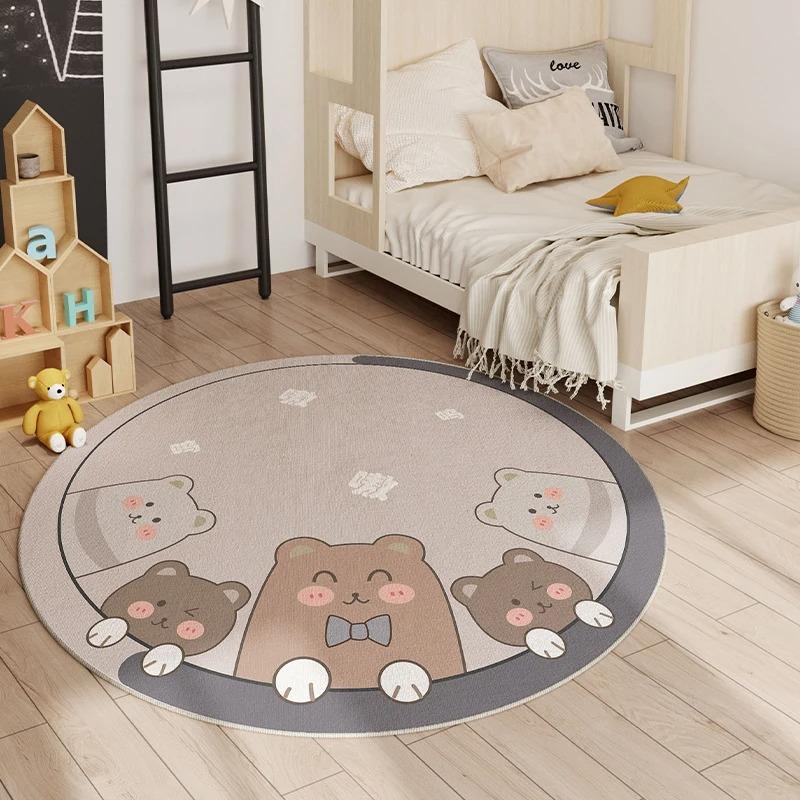Cute Cartoon Style Rugs for Bedroom Round Hopscotch Children's Mat Soft Non-slip Nursery Carpet Washable Children Crawling Rug