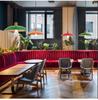 Vintage Hong Kong Industrial Red Hot Pot & BBQ Restaurant with Nostalgic Green Chandelier
