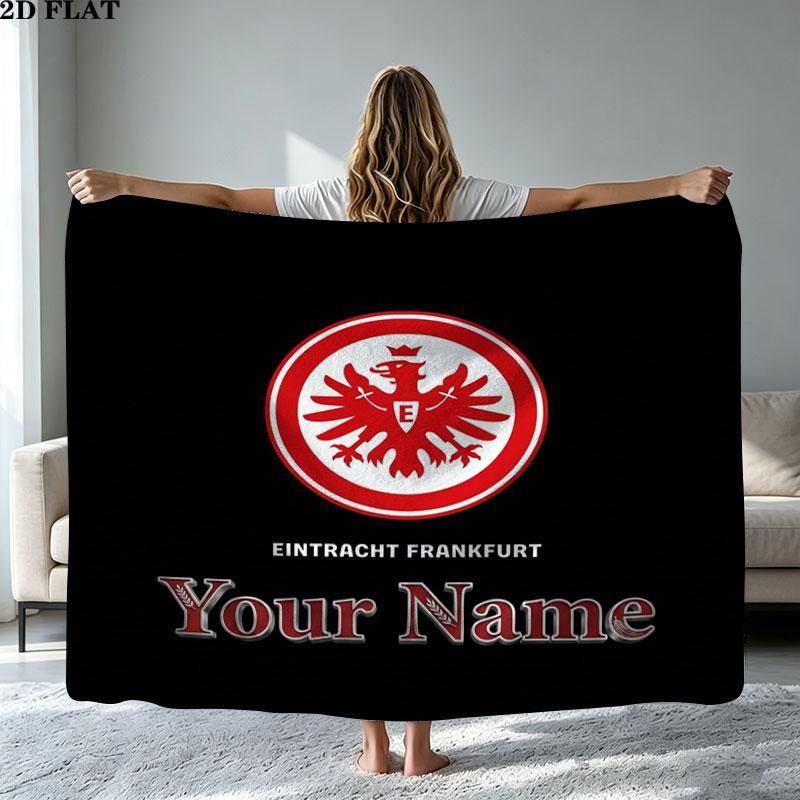 1PC Eintracht Frankfurt Custom Name Patterned Flannel Blanket Suitable For All Seasons for Home Decor Warmth and Comfort Gifts Holiday Present