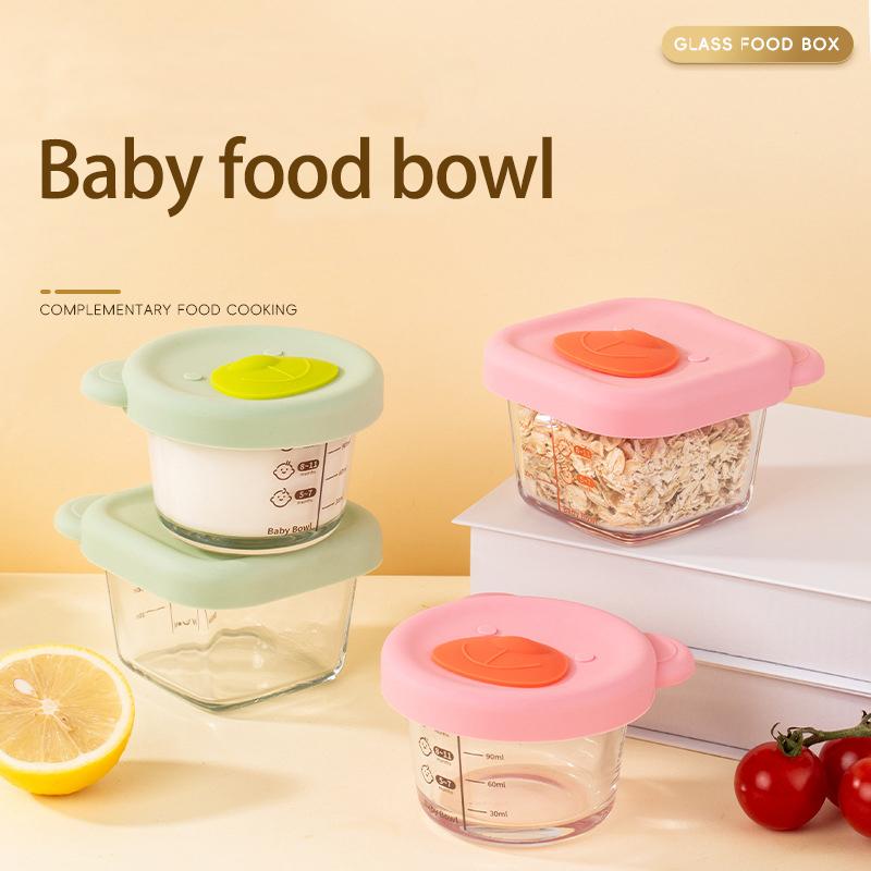 Glass Bowl Baby Food Supplement Bowl With Scale Portable Lunch Box Food Storage Seal Heating Food Grade Silicone
