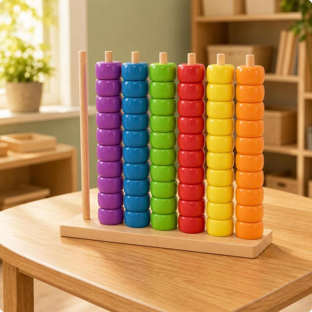 Wooden Bead Counting Toy Sorting Sorter Colorful for Children