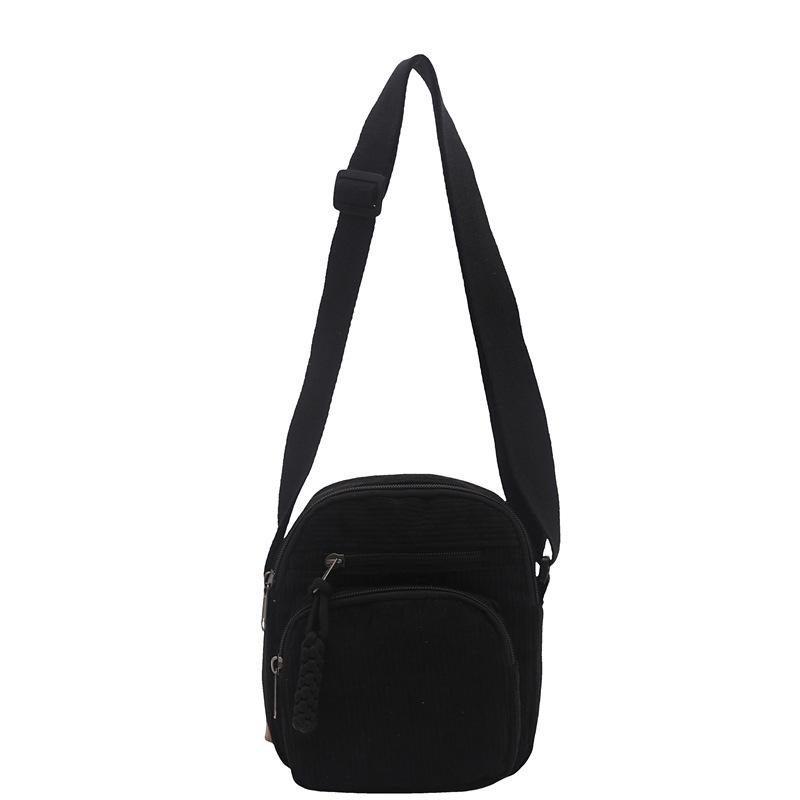 

New Senmeng Japanese ins vertical canvas small bag women s multi-layer zipper mobile phone bag casual shoulder messenger bag чёрный