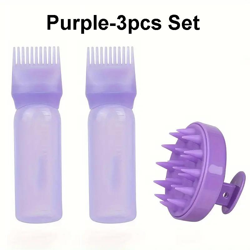 

BEPAN 3pcs Scalp Massage Brush with Root Comb Applicator Bottle Silicone Massager Hair Oil Applicator Bottles Hair Coloring Supplies