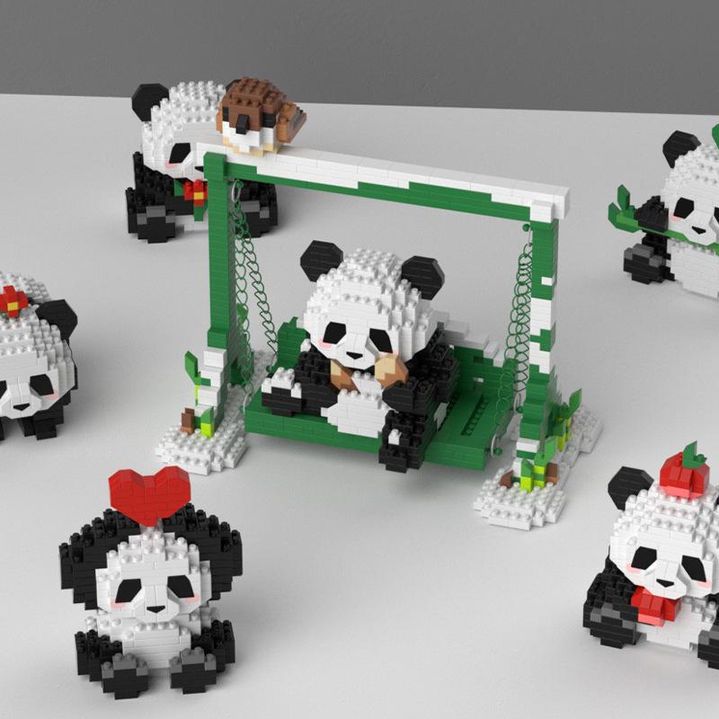 Heimische Riesenpanda-Cartoon-Bausteine - Pädagogische Desktop-Ornamente für Kinder