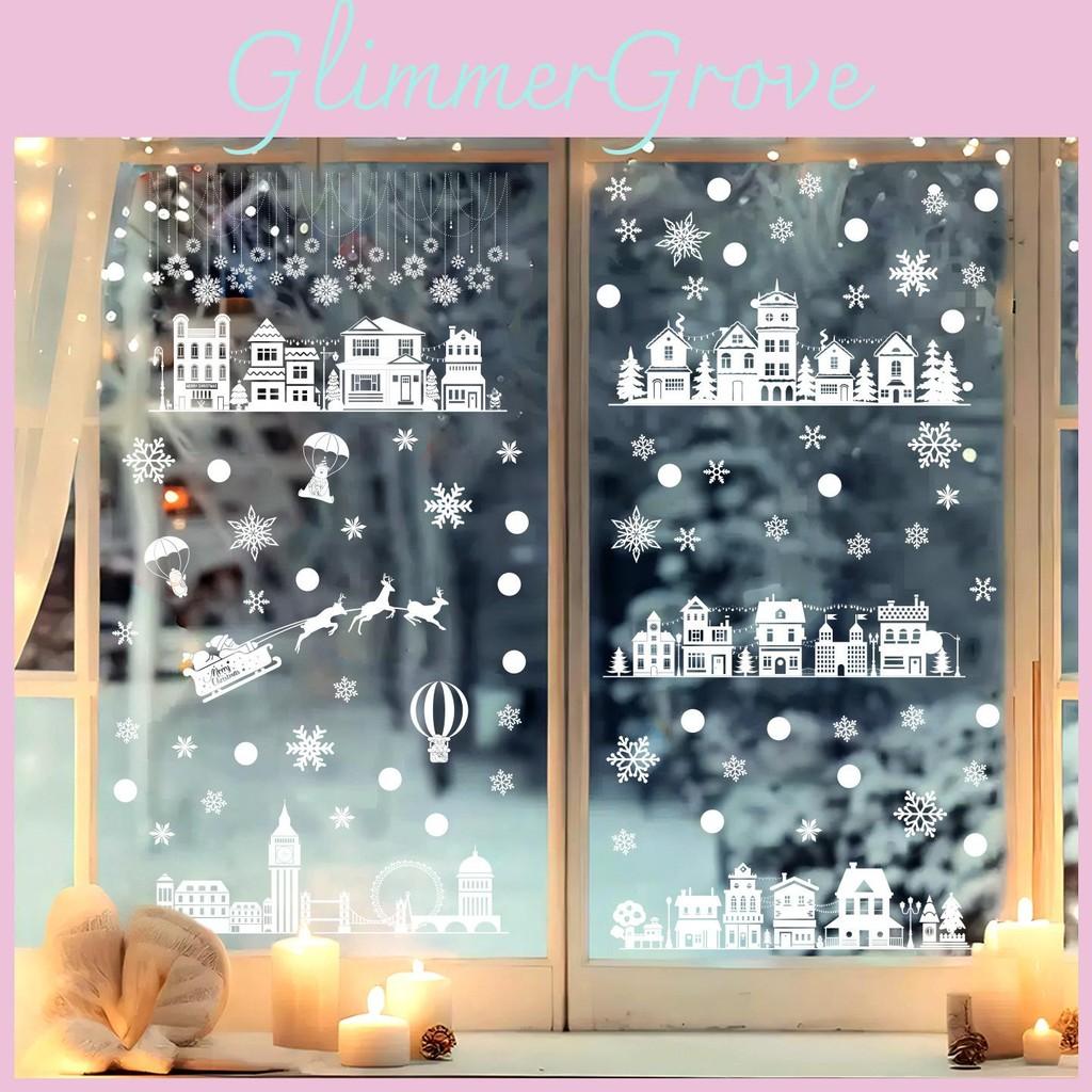 Window Snowflake Christmas House Cling Stickers Set Pvc Static Decor Decals