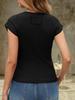 Womens Ribbed Knit T Shirt Cap Sleeve Crew Neck Slim Fit Summer Basic Top