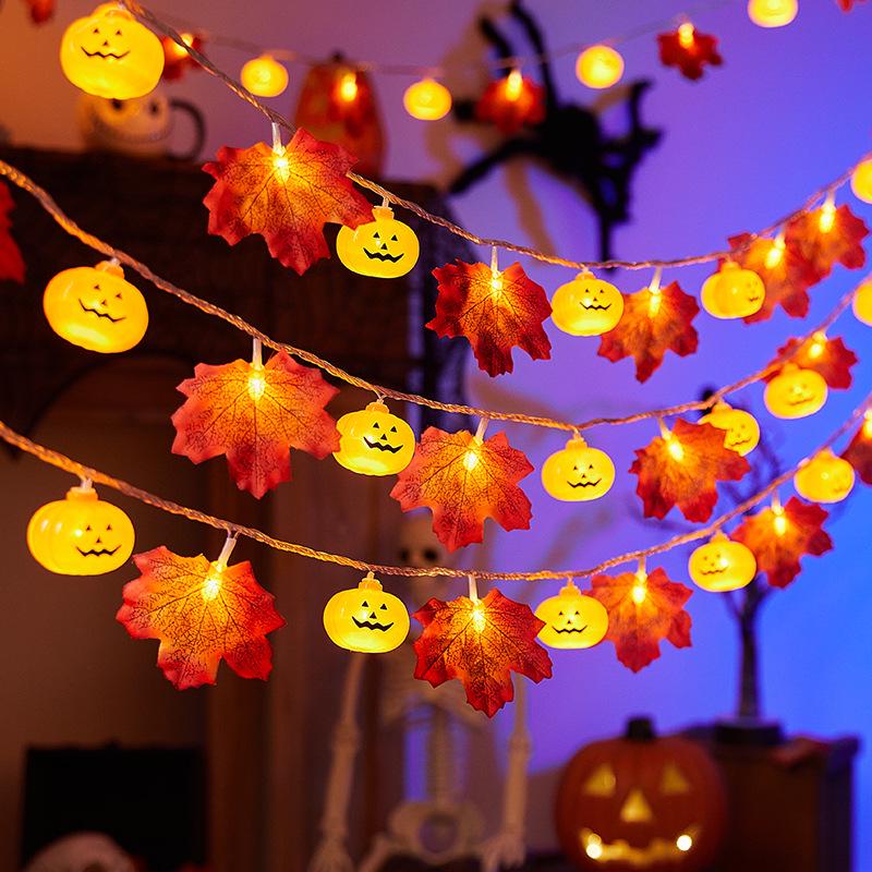 Halloween LED Pumpkin, Ghost & Bat Decorative String Lights for Courtyard Party - Colorful Atmosphere Lights