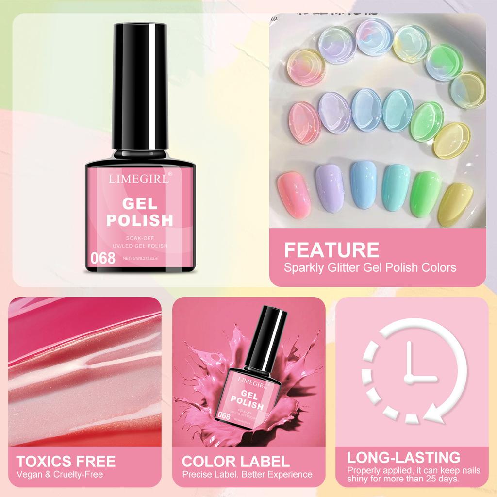 Nail Gel Polish Kit Base Coat Top Coat Color Gel Nail Art Tool Set Full Kit with Box