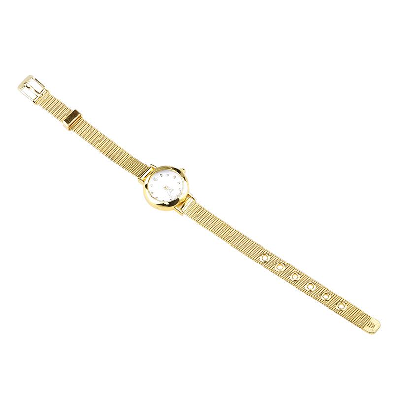 Mode Damen Goldene Kleine Runde Zifferblatt Armband Damen Quarz Analoge Armbanduhr