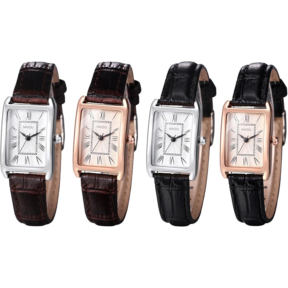 "Women's Square Dial Quartz Watch Waterproof Brown Strap Pink Case Simple Design"