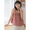 Japanese Style Fresh & Sweet Cotton Linen Plaid Camisole Vest for Women - Summer Loose Fit Top