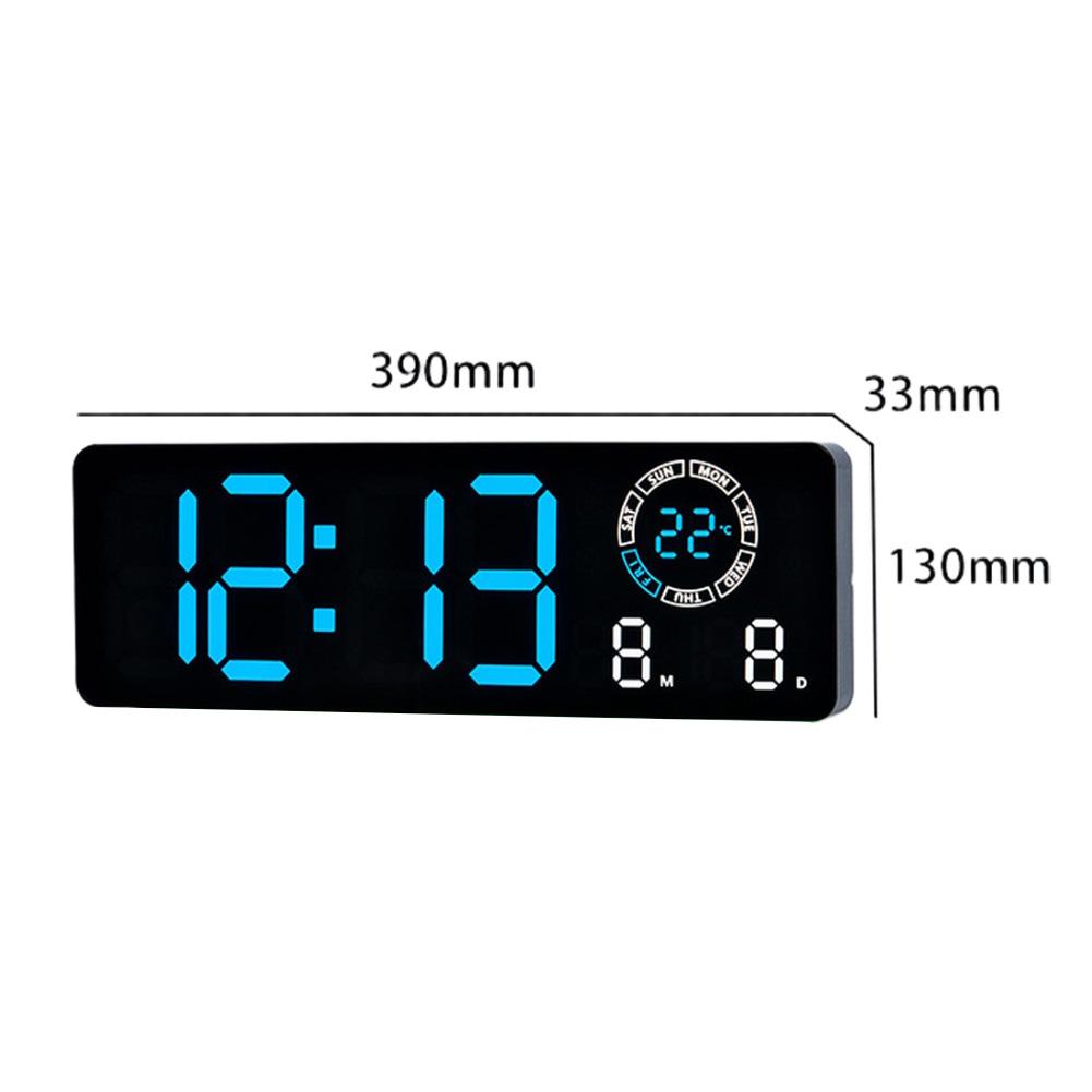 Temperature Display Blue LED Wall Clock Clear Numeric Display 8 Fixed Colors Automatic Light Sensing Bedroom For Wall Mounting