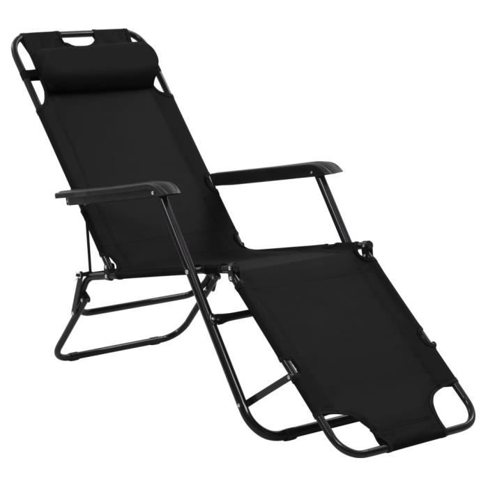 Chaise longue - VIDAXL - Pliable - Noir - 175 x 61 x 87 cm - 2 personnes