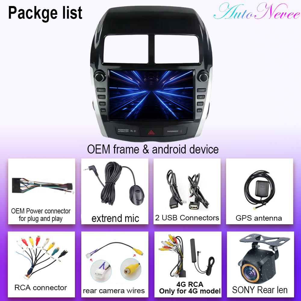 Android 14 Car For Mitsubishi ASX 2010-2016 Auto Radio Stereo Multimedia Player Head Unit GPS Navigation 4G Carplay NO 2din DVD