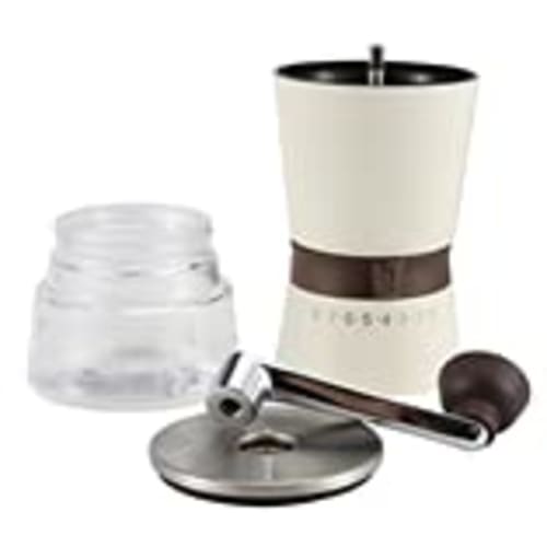Slim Manual Coffee Grinder with Steel Blade, Glass Storage Container, 8 Adjustable Grind Levels, 75g Hopper Capacity, Adjustable from Extra Coarse To