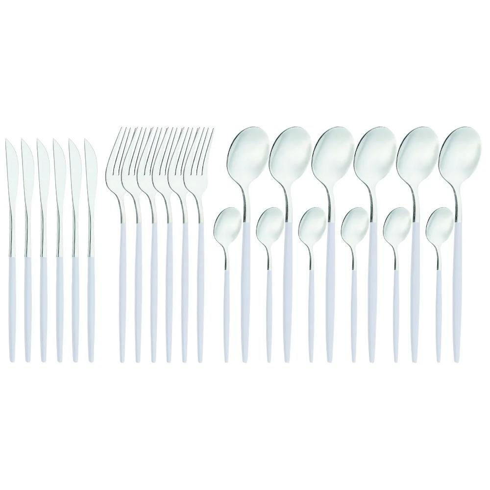 Fabulous 24PCS/SET Tableware Dinnerware Sets Gold Flatware Cutlery Fork Dessert Spoon Coffee Cutlery Dinner Wedding Decoration