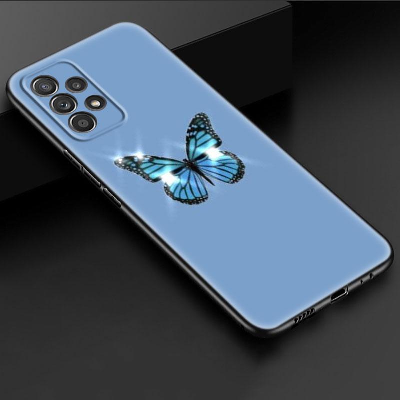Cartoon Blauer Schmetterling Handyhülle für iPhone Samsung Galaxy Redmi Xiaomi Oppo OnePlus Note SA 7 8 9 10 11 12 13 14 20 21 22 23 53 54 Pro Max Ultra