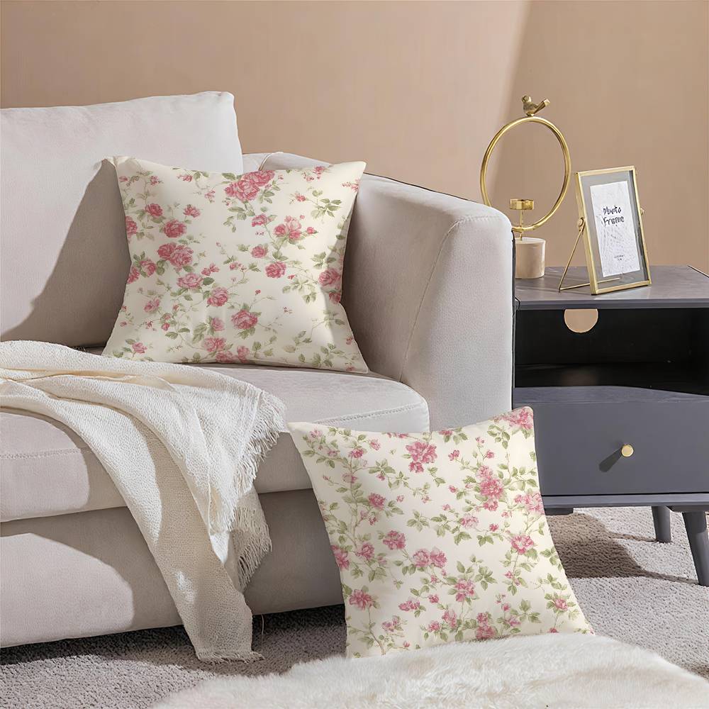 Frische Blumen und frischer Familienstil Kissenbezug Komfort Sofabett Seidig elegant Unsichtbarer Reißverschluss Dekorative Kissenhülle