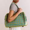 Large Capacity Vintage British Plaid Tote Bag Women Green PU Shoulder Travel Handbag 2026