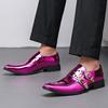 Designer Men's Shoes British Business Casual Leather Shoes Punk Rivet Buckle Strap Loafers Men Square Toe Party Stage Dress Shoe