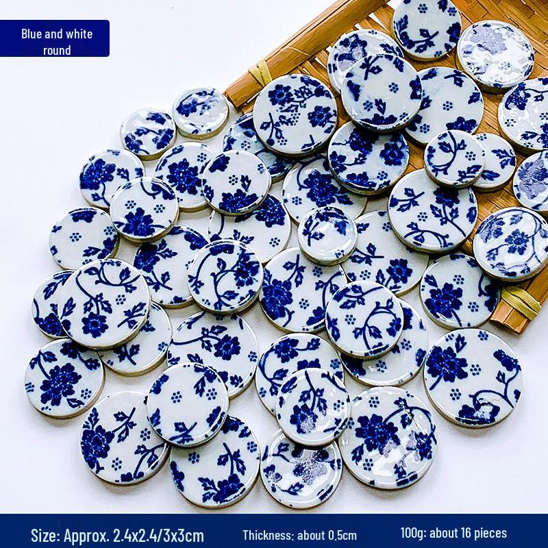 Handmade Ceramic Mosaic Art Kit: Blue & White Porcelain Pieces for Creative Parent-Child Projects