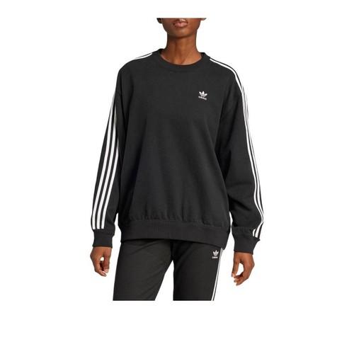 adidas Originals Loose Fit Sports Crewneck Striped Sweatshirt for Women, Black