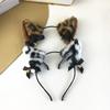 Soft Furry Leopard Print Cats Ear Headband With Attached Bells For Cosplay Halloween And Dance Parties