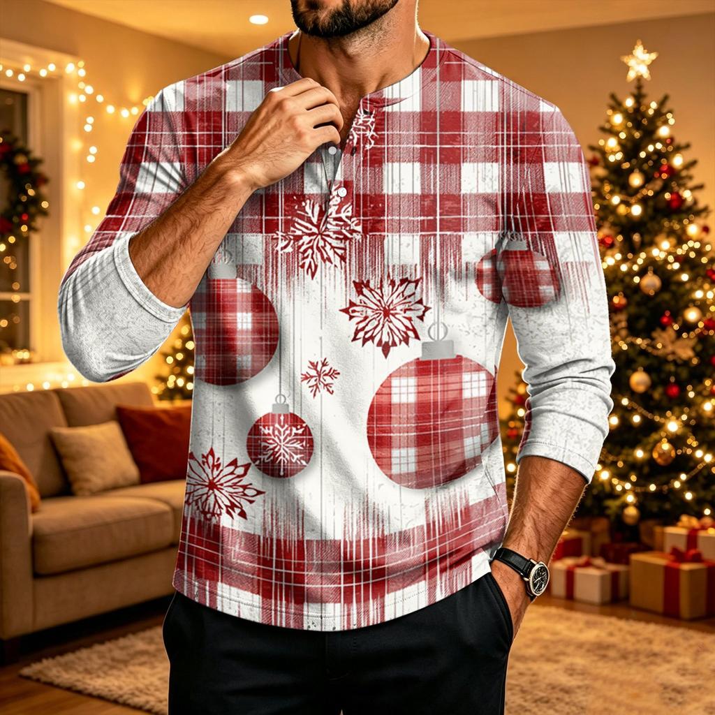 Men's Christmas Printed Long Sleeve Shirt