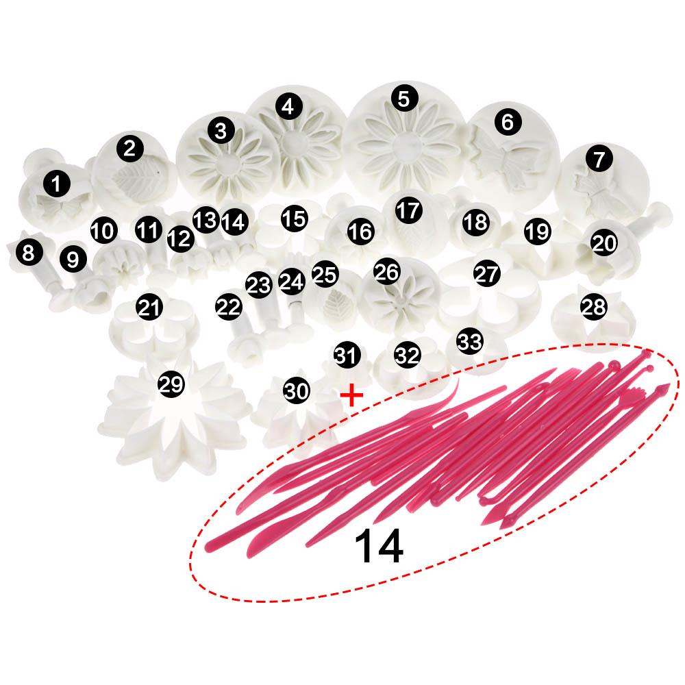 47Pcs Flower Fondant Silicone Mold Cake Decorating Sugar Craft Cookie Cutters Mould Baking Tool