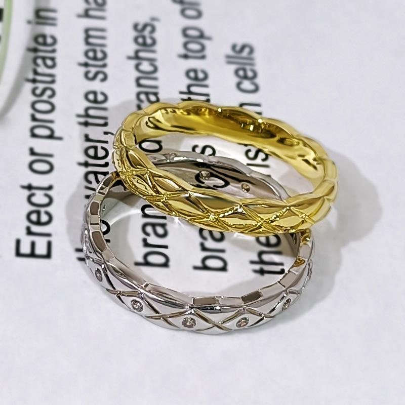 Europeisk og Amerikansk Stil Enkelt Gullbelagt Par Enkel Sirkel Ins Tide Diamantring