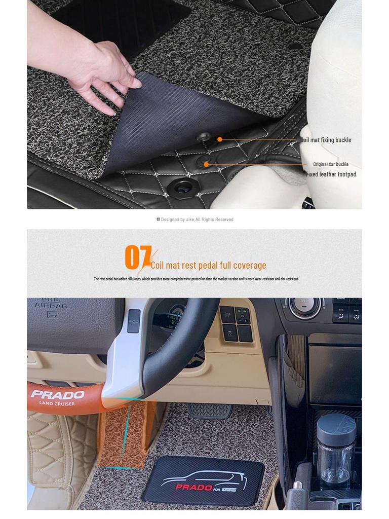 Prado 2700 Middle East Version 7-Seat Leather Floor Mats for Land Cruiser Interior Modification