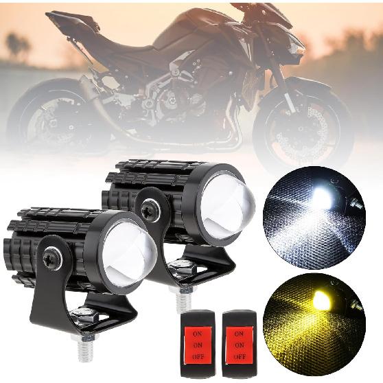 

Windance 2pcs 32W LED Motorcycle Headlight with Switch, Yellow White Dual Color Hi/Lo Beam for Motorcycle, 2400LM 3000K 6000K Crash Bar Front Fork Spotlights (2 pack)