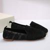 Women Slip On Casual Flat Shoes Metal Buckle Loafers Comfortable Lightweight Breathable Knit Fabric Large Size