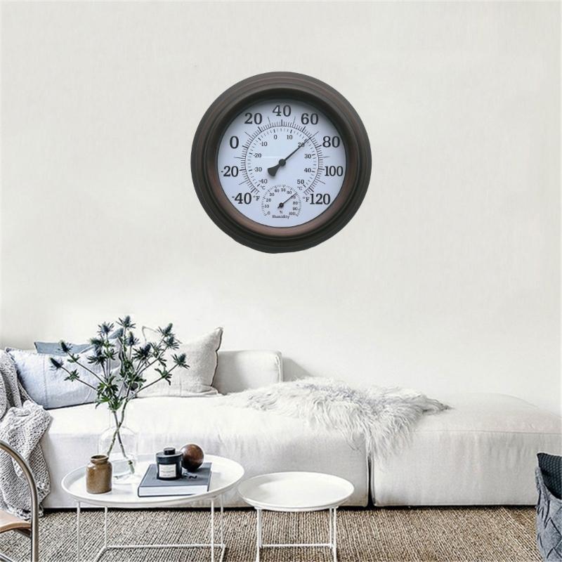 Indoor Outdoor Thermometer Large Number Wall Thermometer Hygrometer Wireless Hanging Hygrometer Garden Decoration