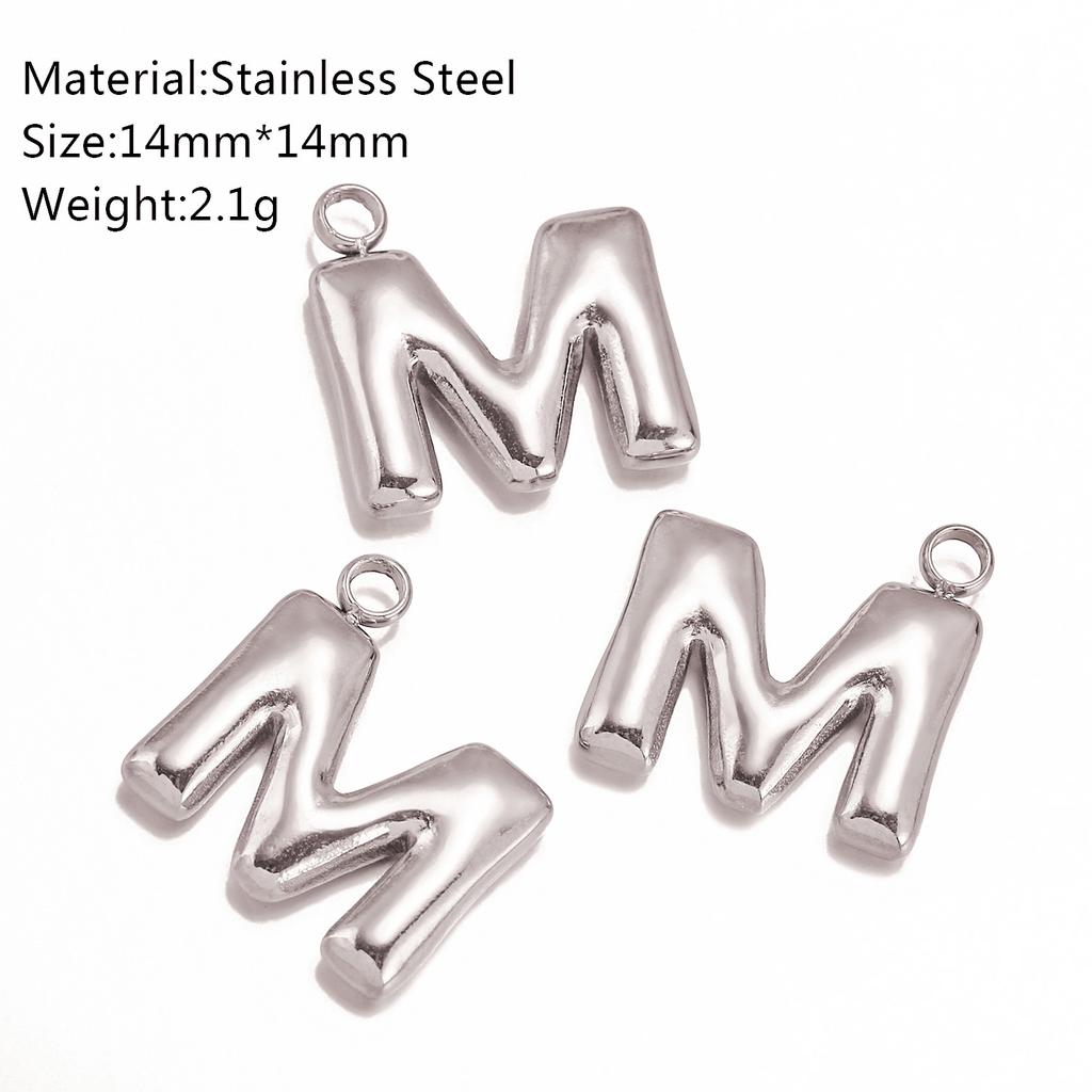 3Pcs Bubble Alphabet Charm Silver Color Stainless Steel Initial English Letter Pendant DIY Bracelet/Necklace Gift Jewelry Making