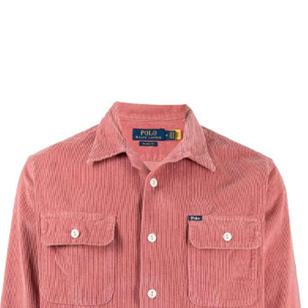 Polo Ralph Lauren Ensfarget Brystlomme Kordfløyel Langermet Skjorte Herre skjorter Rosa 710849853-001